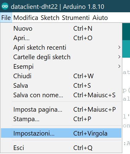 Apri impostazioni da file